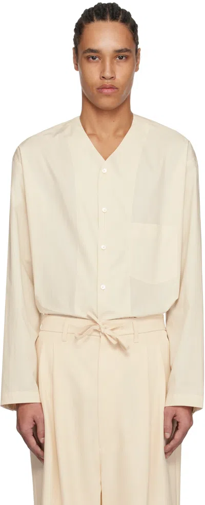 Lemaire Off-white V Neck Shirt In Ye507 Cream