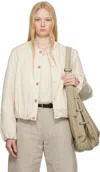 Lemaire Off-white Wadded Bomber Jacket In Wh014 Creamy White
