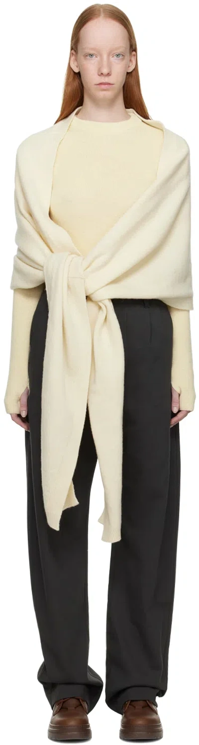 Lemaire Off-white Wrap Scarf In Wh048 Light Cream