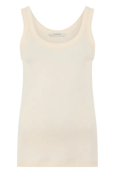 Lemaire Off-shoulder Cotton Tank Top In Brown