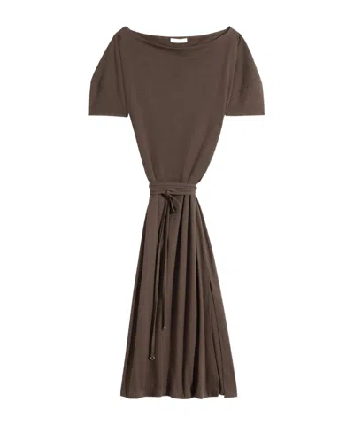Lemaire Off-the-shoulder Dress In Brown