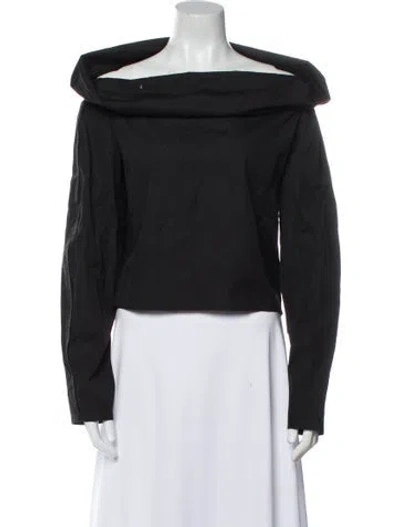 Pre-owned Lemaire Off-the-shoulder Long Sleeve Crop Top In Black