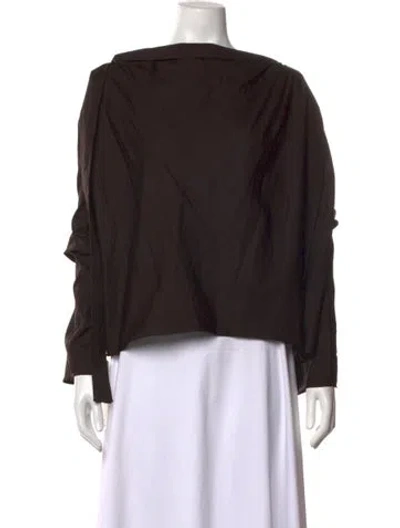 Pre-owned Lemaire Off-the-shoulder Long Sleeve Top In Brown