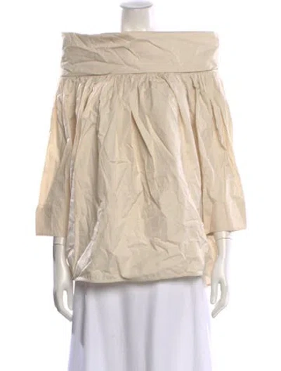 Pre-owned Lemaire Off-the-shoulder Three-quarter Sleeve Blouse In Neutral