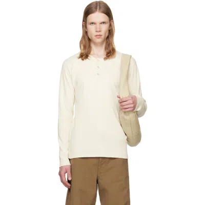 Lemaire Off-white Long Sleeve Henley T-shirt In Neutral