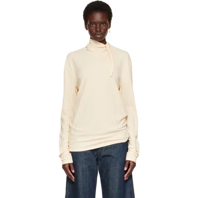 Lemaire Off-white Long-sleeve Scarf T-shirt In Neutral