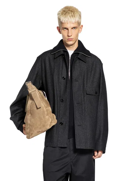 Lemaire One Pocket Overshirt In Blue