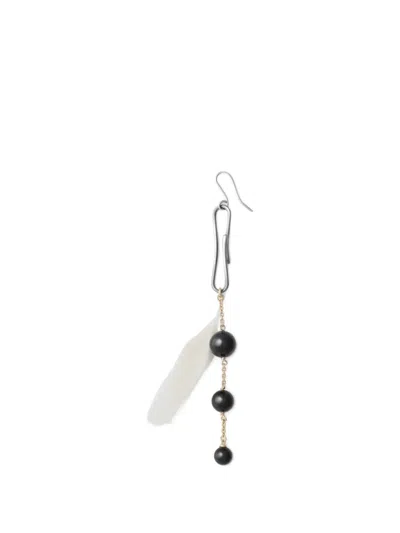 Lemaire Onyx Feather Dot Earrings In Black