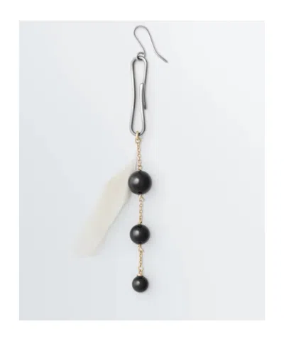 Lemaire Onyx Feather Dot Earrings In White
