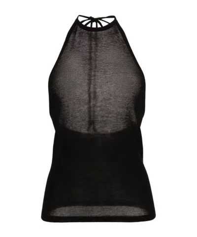 Lemaire Open-back Knitted Halterneck Top In Black