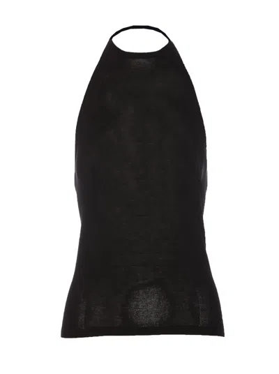 Lemaire Open-back Knitted Halterneck Top In Black