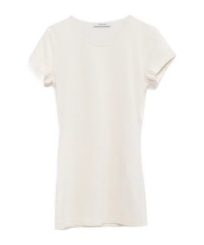 Lemaire Open-necked Black Shirt In White