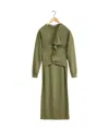 Lemaire Open-shirt Wool Dress In Green