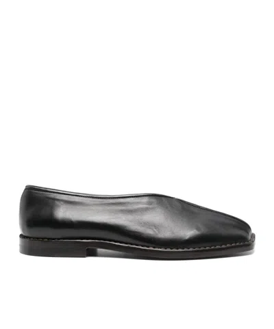 Lemaire 20mm Square-toe Piped Leather Loafers In Brown