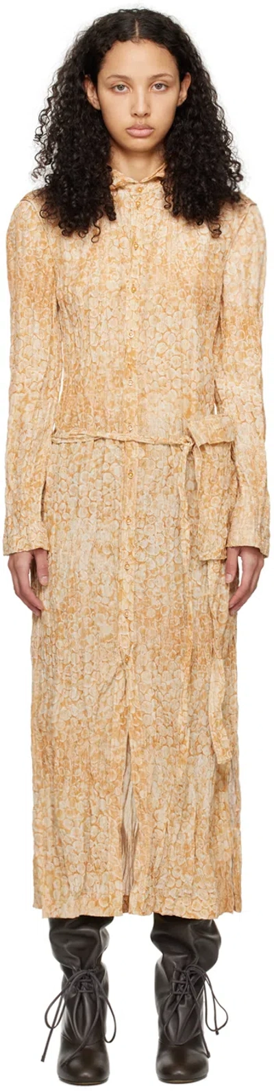 Lemaire Orange Atelier La Folie Edition Midi Dress In Mu068 Apricot / Chal