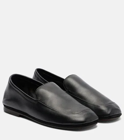 Lemaire Outdoor Leather Slip-on Shoes In Black