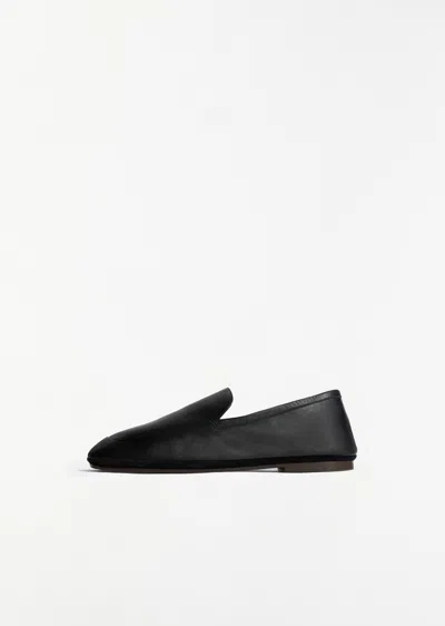 Lemaire Outdoor Leather Slippers In Black