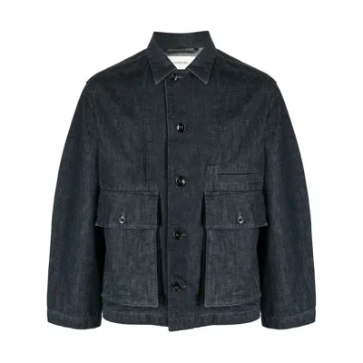 Lemaire Collared Button-up Denim Jacket In Blue