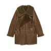 Lemaire Asymmetric Shearling Coat In Brown