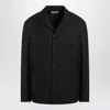 Lemaire Black Overshirt Jacket In Wool Blend