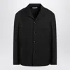 Lemaire Black Overshirt Jacket In Wool Blend