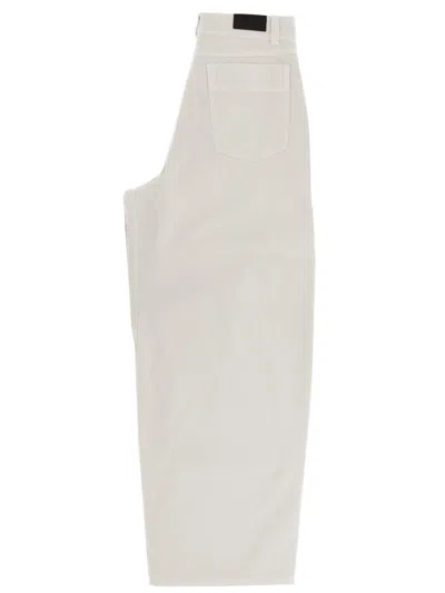 Lemaire Oversize Cotton Trousers In Neutral