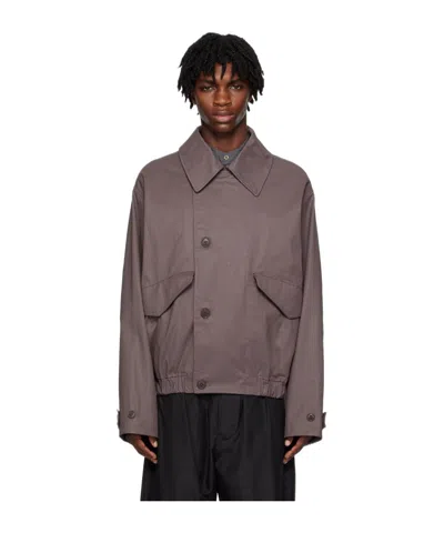 Lemaire Oversized-collar Bomber Jacket In Gray