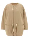 Lemaire Oversized Cotton Parka With Drawstring Crewneck In Neutral