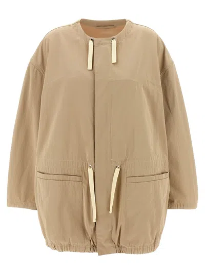 LEMAIRE OVERSIZED COTTON PARKA WITH DRAWSTRING CREWNECK