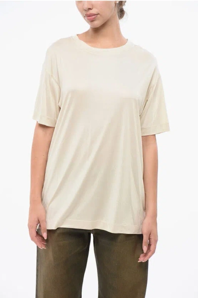 Lemaire Oversized Fit Silk Crew-neck T-shirt In White