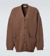 Lemaire Oversized Ribbed-knit Wool Cardigan In Brown