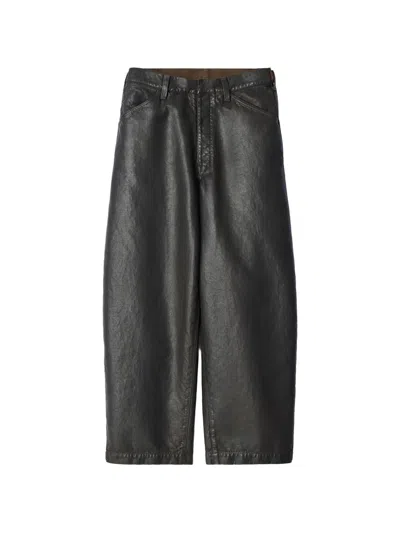Lemaire Oversized Workwear Pants In Coated Denim In Black