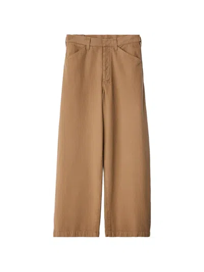 Lemaire Oversized Workwear Pants In Heavy Garment In Brown