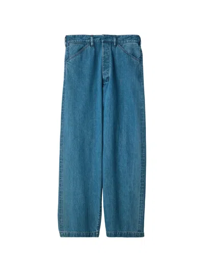 Lemaire Oversized Workwear Pants In Indigo Selvedge Denim In Blue