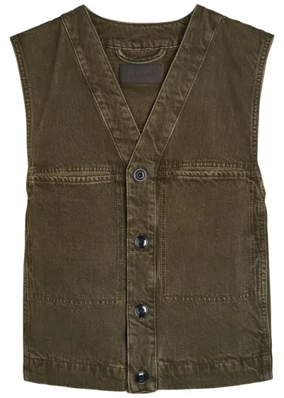 Lemaire Panelled Denim Gilet In Green