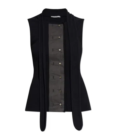 Lemaire Sleeveless Button-down Vest In Black