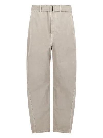Lemaire Twisted Belted Denim Trousers In Brown