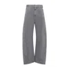 Lemaire Grey Twisted Belted Cotton Jeans In Gray