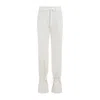 Lemaire Chalk White Cotton Straight Pants With Strings In Beige
