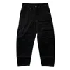Lemaire Twisted Wide Leg Trousers With Contrast Stitching In Black