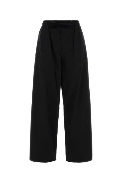 Lemaire Relaxed Poplin Trousers Wide Leg In Black