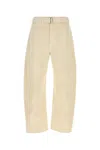 Lemaire Ivory Cotton Wide-leg Twisted Belted Pant In Neutral