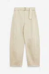 Lemaire Twisted Seam Belted Straight Leg Pants In White