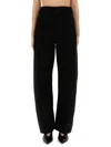 Lemaire Trousers With Twisted Belt And Wide Leg In Black