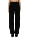 Lemaire Trousers With Twisted Belt And Wide Leg In Black