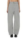 Lemaire Grey Mélange Trousers With Belt In Grey