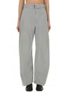 Lemaire Grey Mélange Trousers With Belt In Grey