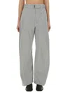 Lemaire Grey Mélange Trousers With Belt In Grey
