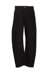 Lemaire Twisted Wide Leg Trousers With Contrast Stitching In Black