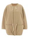Lemaire Cotton Parka With Drawstring And Elasticated Hem In Brown